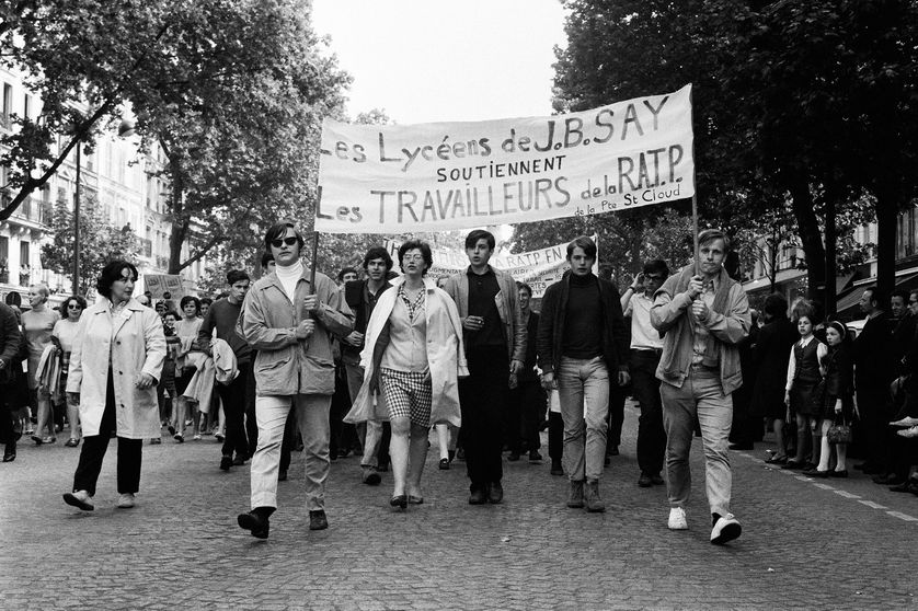 En mai 1968, manifestation unitaire, lycéens de Jean-Baptiste Say et travailleurs de la Ratp, 29 mai 1968