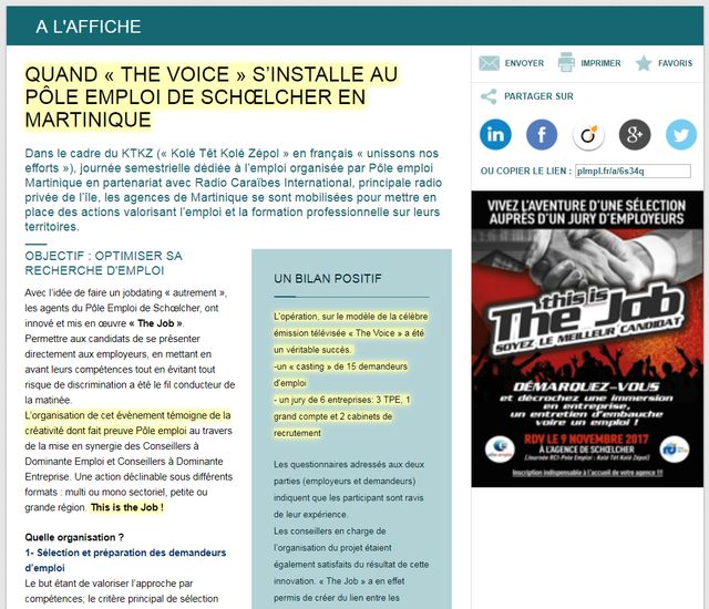 Cache du site internet de Pôle Emploi Martinique