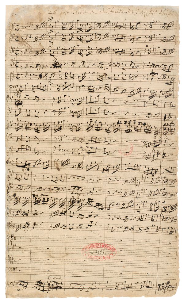 Johann SebastianBach, Du Friedefürst, Herr Jesu Christ, BWV 116, manuscrit autographe à l’encre noire, 1724, 35 × 21 cm, Musique,MS-1, f. 3.
