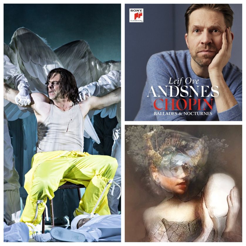 à gauche : "Mefistofele" (© Jean-Louis Fernandez), à droite : Leif Ove Andsnes (© Sony Classical) et "Orphée et Eurydice" (© Théâtre National de l'Opéra Comique / DR)