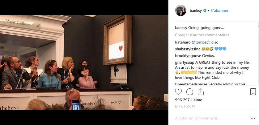 Capture d'écran du compte twitter de Banksy