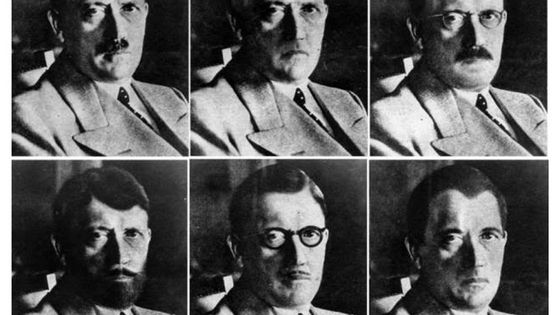 Montage phot réalisé en 1944 montrant comment Hitler aurait pu se déguiser pour s'échapper. ©Getty - Universal History Archive