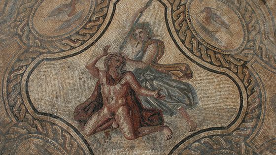 mosaïque de Penthée découverte en 2006 à Nîmes - © D. Gliksman / Inrap