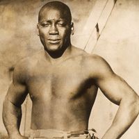 Le boxeur Jack Johnson en 1910