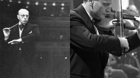 Geroge Szell dirige le Symphony Orchestra au Carnegie Hall / Yehudi Menuhin lors d'un concert en 1955 (© Jerry Cooke & Popperfoto /Getty Images)
