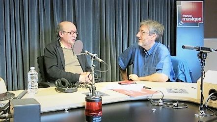 France Musique, studio 131... Bernard Cavanna, compositeur & le producteur, Arnaud Merlin (g. à d.) ©Radio France - Annick Haumier