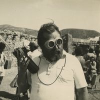 Sergio Leone sur le tournage de "Il était une fois la révolution" de Sergio Leone, 1971