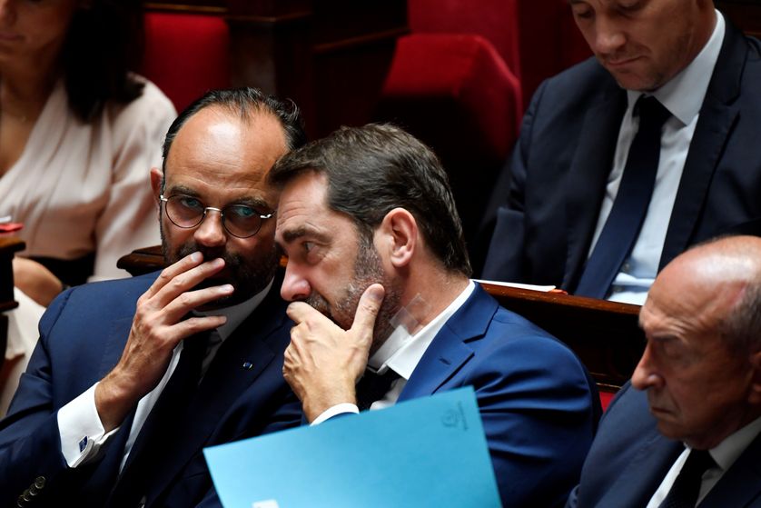 Le premier ministre, Edouard Philippe, avec Christophe Castaner à l'Assemblée Nationale le 31/07/2018