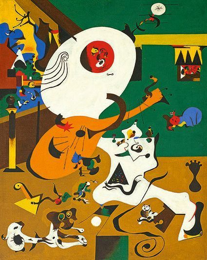 Joan Miró Intérieur hollandais (I) 1928 huile sur toile, 91,8 x 73 cm États-Unis, New York The Museum of Modern Art Mrs. Simon Guggenheim Fund, 1945, © Successió Miró / Adagp, Paris 2018 Photo Successió Miró Archive