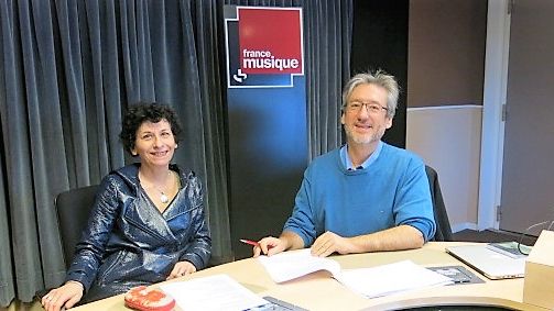 France Musique, studio 131... La compositrice Clara Maïda & Arnaud Merlin qui produit l'émission ©Radio France - Annick Haumier
