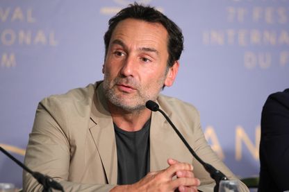 Gilles Lellouche, acteur et réalisateur français, lors d'une conférence de presse au Festival de Cannes, le 14 mai 2018 (France). Gilles Lellouche, acteur et réalisateur français, lors d'une conférence de presse au Festival de Cannes, le 14 mai 2018 (France).