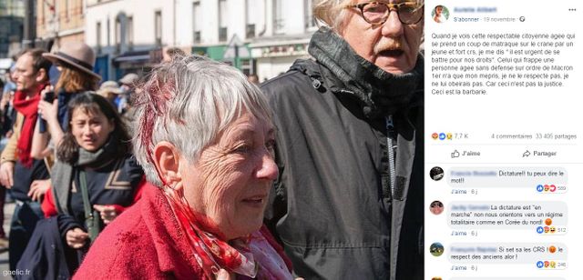 La publication montrant une soi-disant manifestante blessée le 24 novembre