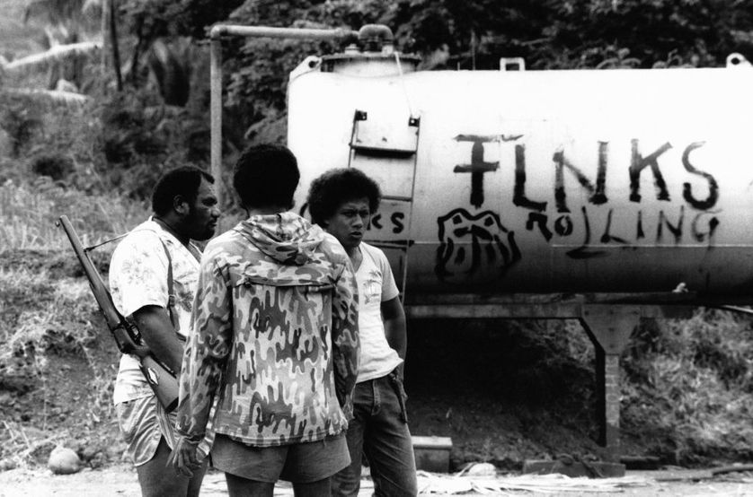 Barrage du FLNKS sur les routes en Nouvelle Calédonie, en décembre 1984.
