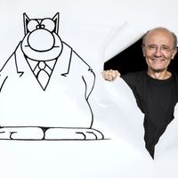 Philippe Geluck et "Le Chat", à Paris, en 2017.