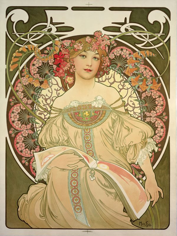 Alphonse Mucha Rêverie 1897 Lithographie en couleur 72.7 x 55.2 cm Prague, Fondation Mucha