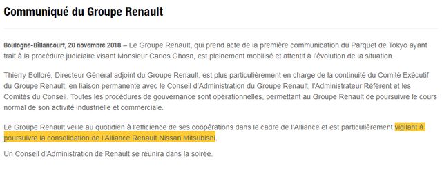 Le communiqué de presse de Renault.