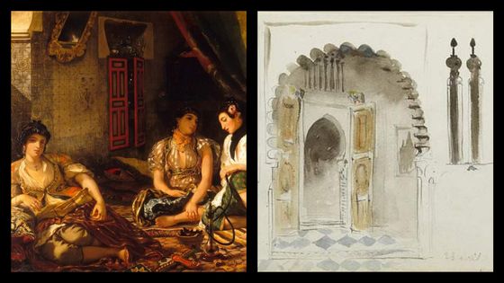 Femmes d'Alger dans leur appartement et Entrée d’une maison arabe - Eugène Delacroix