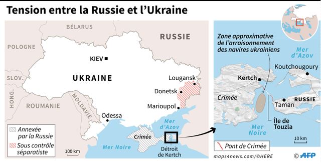La mer d'Azov et la zone de l'incident naval de dimanche.