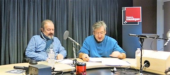 France Musique, studio 131... Le compositeur François Paris & Arnaud merlin , le producteur de l'émission (g. à d.)