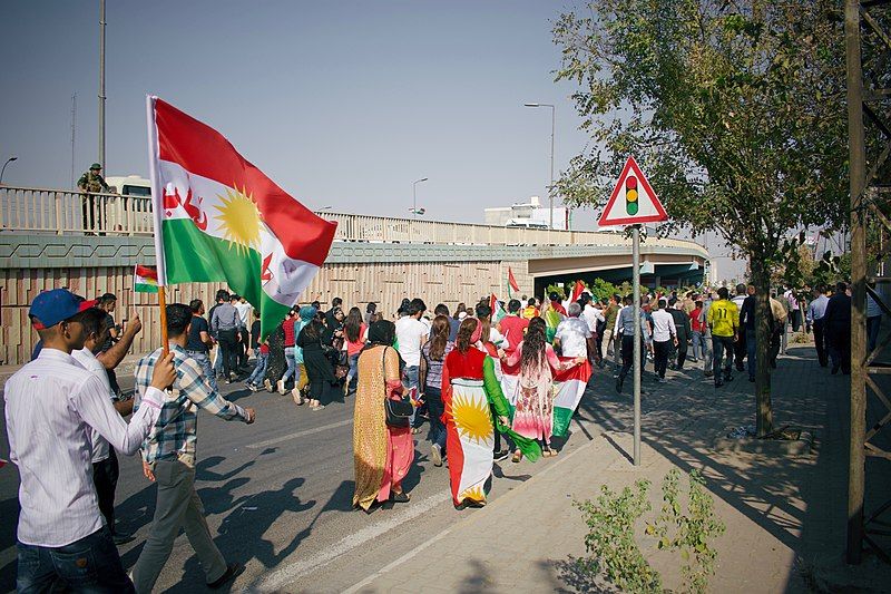 Pro-Kurdistan referendum and pro-Kurdistan independence rally at Franso Hariri Stadiu, Erbil, Kurdistan Region of Iraq, 22 September 2017.