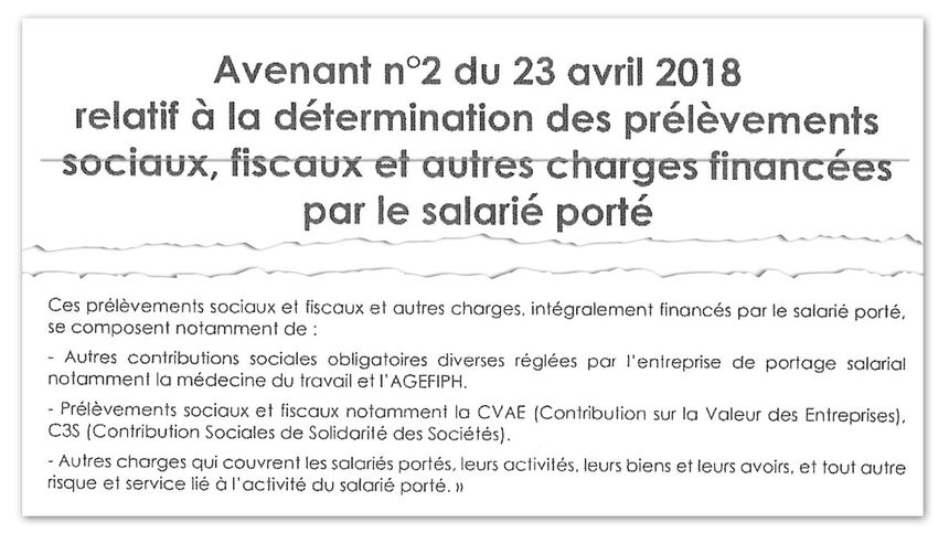 Avenant du 23 avril 2018 à la convention collective de branche du portage salarial.