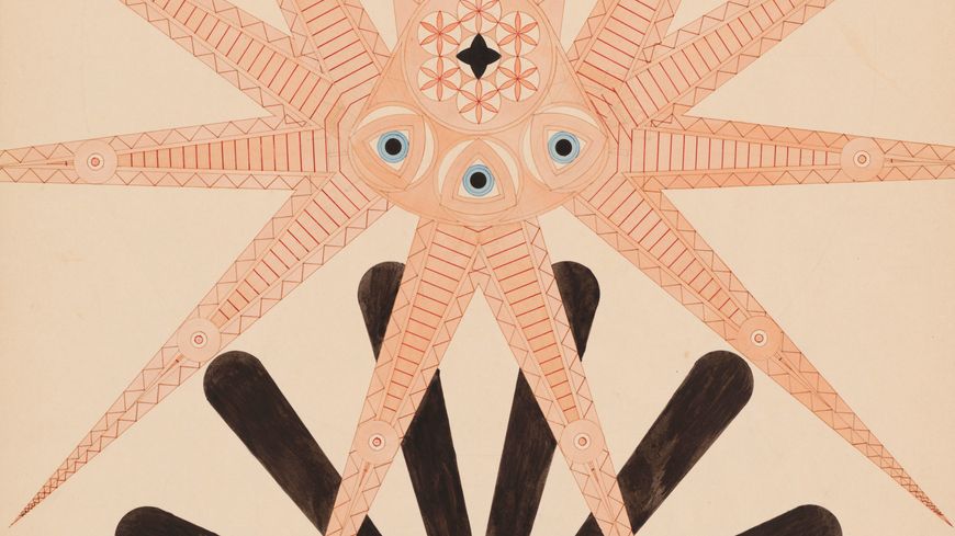 Franz Hartl, Viertes symbolisches Bild (Kampf und Sieg der Allmacht über Ohnmacht), 3 mars 1941. Crayon, gouache et encore sur papier, 43,5 x 57,5 cm. Museum in Lagerhaus, St. Gallen, Depositum Dora und Werner Hartl