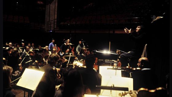 Michel Plasson et l'orchestre de Toulouse. Toulouse 1995. Photo de Daniel Cande - BnF-Gallica