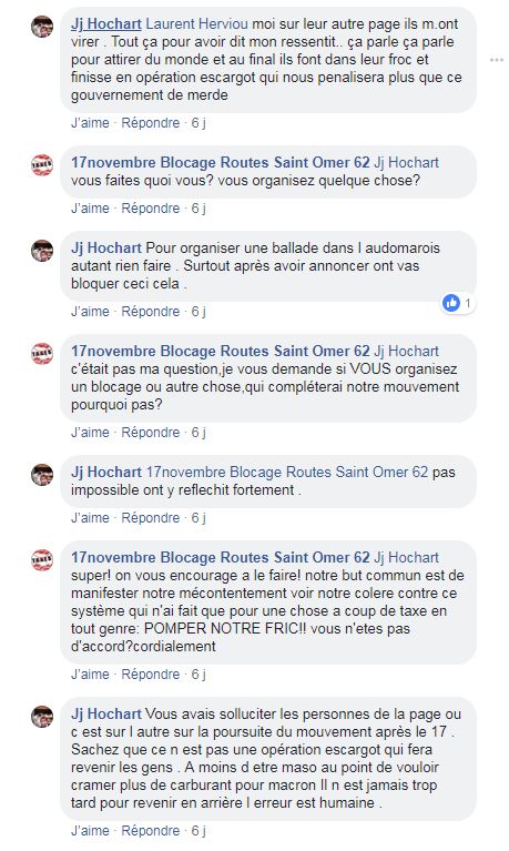 Les internautes ne sont pas tous d'accord sur la manière d'opérer le 17 novembre.