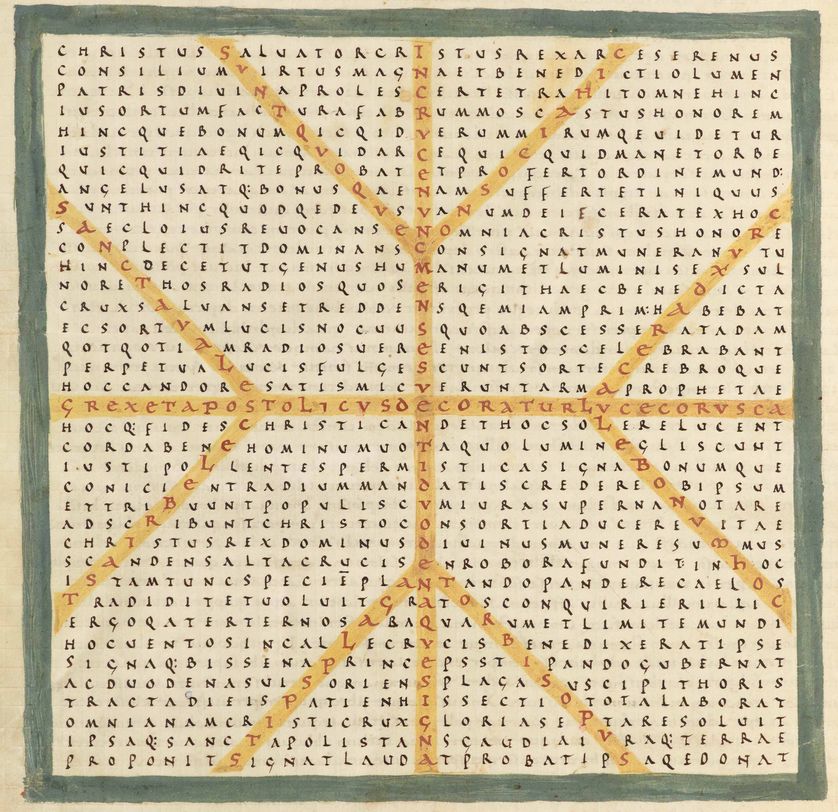 Raban Maur Louange à la sainte croix, vers 847 Latin 2422, BnF, dpt. des Manuscrits