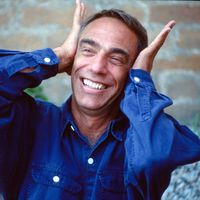 Le cinéaste britannique Derek Jarman à la Mostra de Venise en 1991