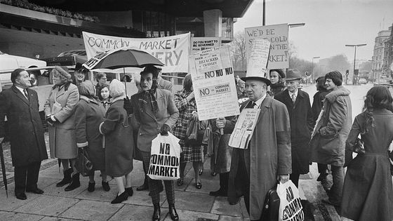 Manifestation contre l'entrée du Royaume-Uni dans le CEE en lanvier 1972 ©Getty - Express