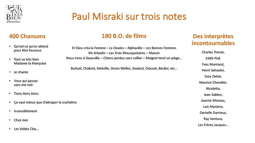 Programme autour de l'anniversaire Paul Misraki