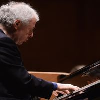 ITALY - APRIL 06: Hungarian musician Andras Schiff performs with Chamber Orchestra of Europe