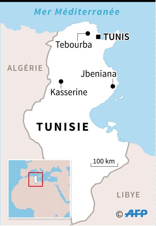 Kasserine, Tebourba et Jbeniana, principales localités où se sont produits des heurts entre manifestants et forces de l'ordre depuis lundi.