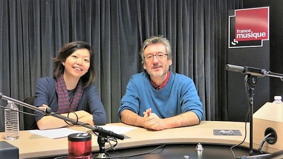 France Musique, studio 131... La compositrice Diana Soh & Le producteur Arnaud Merlin ©Radio France - Annick Haumier