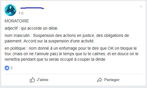 L'un des posts Facebook visibles ce matin