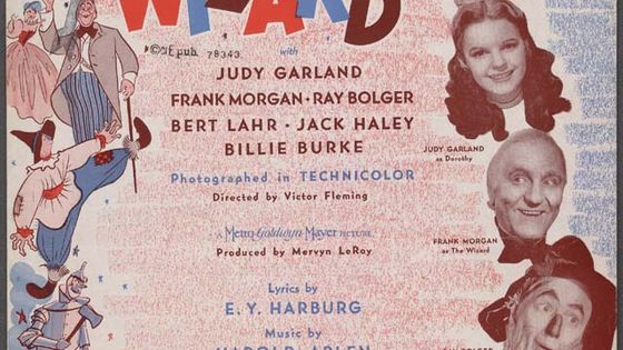 couverture des partitions du film "Le Magicien d'Oz", paroles E. Y. Harburg, musique Harold Arlen - Leo Feist Inc. via Wikimedia commons