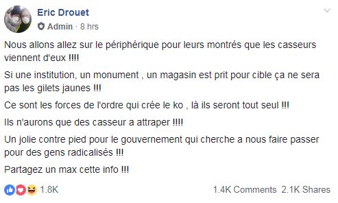 L'appel d'Éric Drouet à bloquer le périphérique.