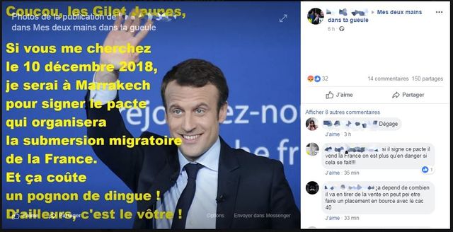 Ce message posté le 4 décembre dans un groupe de soutien aux gilets jaunes a été partagé 150 fois en six heures