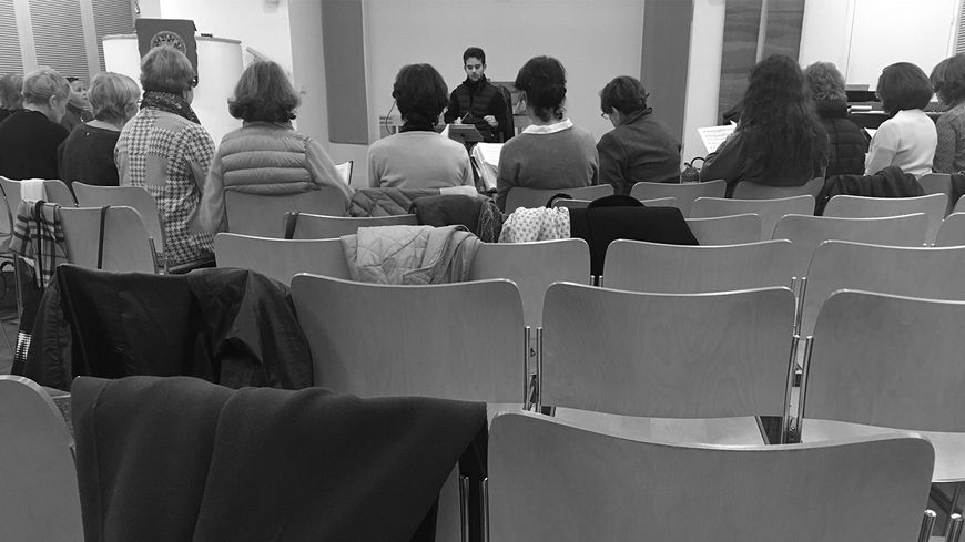 Les Maîtres Chanteurs en répétition dans le 8ème arrondissement de Paris, en novembre 2018.