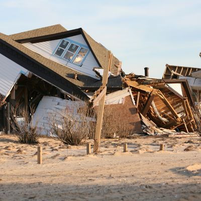 Maison détruite par un ouragan au Texas, Etats-Unis.