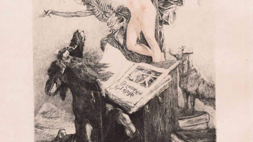Félicien Rops, La Tentation de Saint-Antoine, 1887 Eau-forte sur papier 12 x 8 x 10 cm