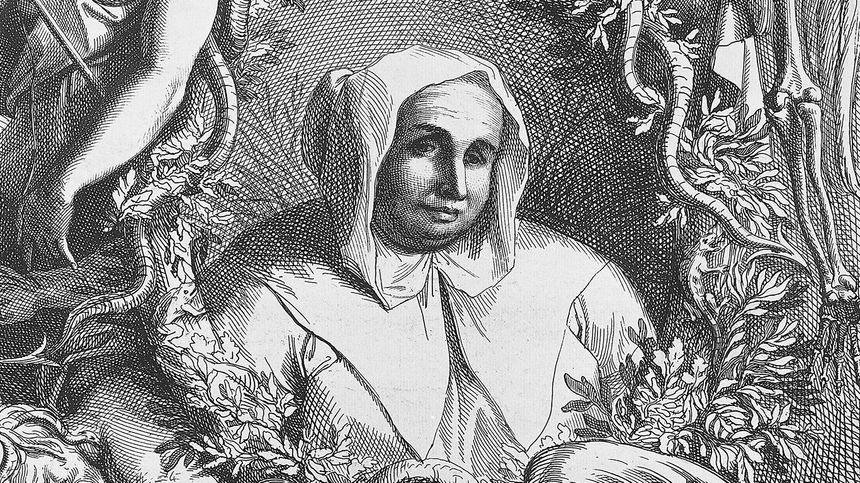 Catherine Deshayes, dite La Voisin, empoisonneuse arrêtée et brûlée vive en 1680.
