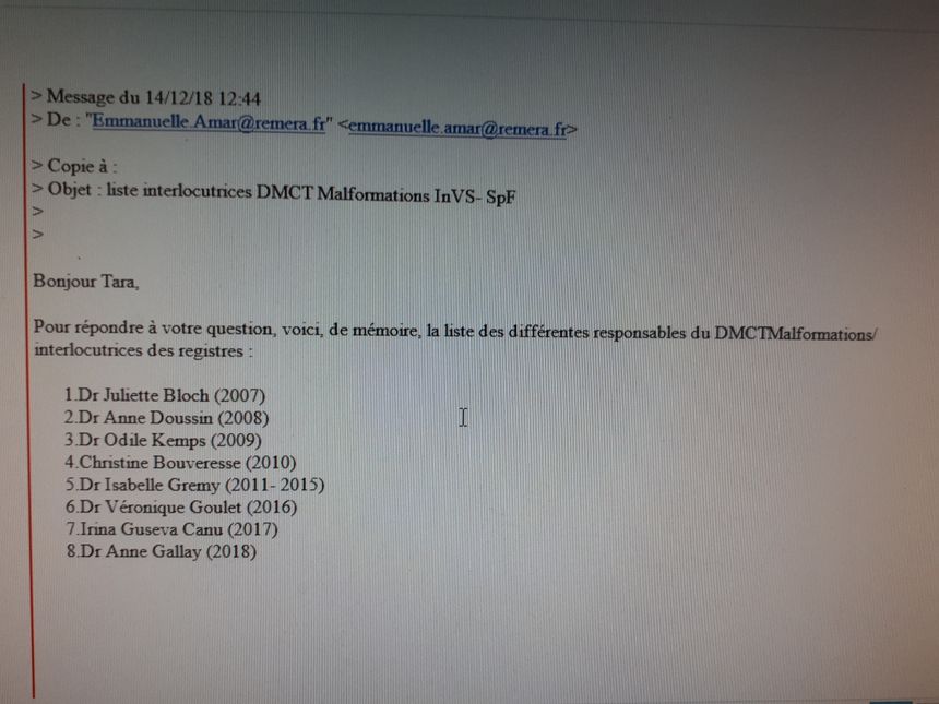 Liste des interlocuteurs d'E.Amar à SPF
