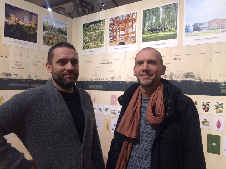 Augustin Rosenstiehl, architecte, et Sylvain Gouraud, artiste, au Pavillon de l'Arsenal