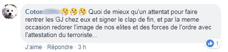 Capture d'écran d'échanges entre "gilets jaunes" dans le groupe Facebook "La France en colère !!!"