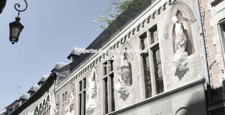 Perspective du projet de restitution de la façade de la Maison des Musiciens de Reims