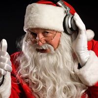 Traditional Santa Claus listening music