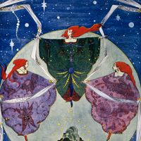 Illustration du conte de "L'Elfe de la rose" d'Andersen, réalisée par Harry Clarke (1805-1875)