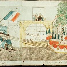 Reproduction d'un fragment de la frise retraçant un épisode de la révolution de 1848 à Caen.